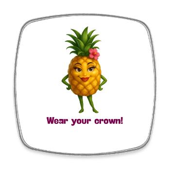 Kronen-Pineapple Motiv - Viereckiger Kühlschrankmagnet - Weiß - Vorne
