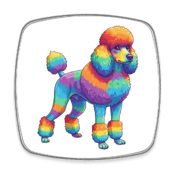 Buntes Pudelhunde-Regenbogen-Pop-Art-Aquarell - Viereckiger Kühlschrankmagnet - Weiß - Vorne