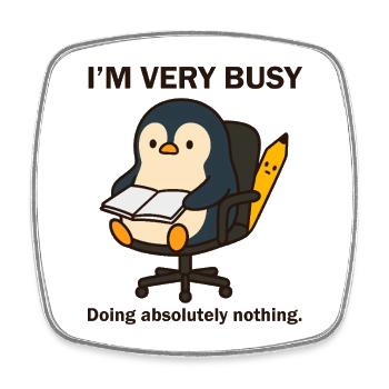 Very Busy Penguin - Square fridge magnet - white - Front