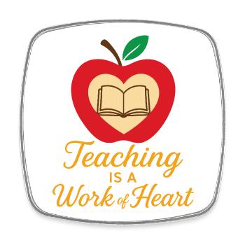 Apple Heart and Book – Lehren - Viereckiger Kühlschrankmagnet - Weiß - Vorne