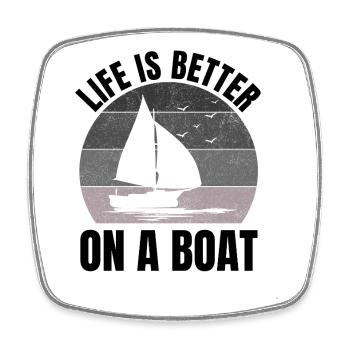 Boat Lover Boaters Sailing Sailor Sailboat Fishing - Square fridge magnet - white - Front