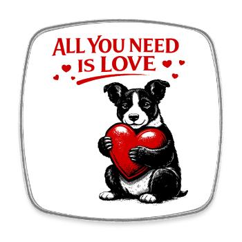 All You Need ist Liebe: Hund mit Herz - Viereckiger Kühlschrankmagnet - Weiß - Vorne