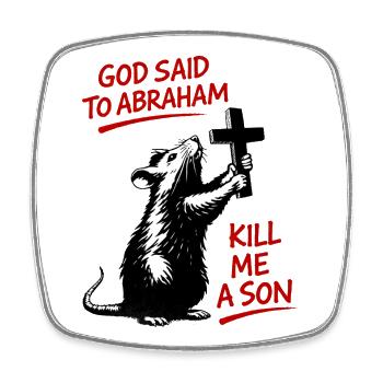 Ratte mit Kreuz Bibel-Satire - Viereckiger Kühlschrankmagnet - Weiß - Vorne