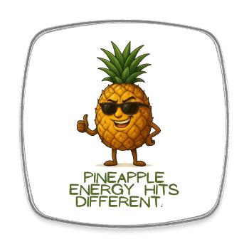 L’énergie de l’ananas frappe différemment - Magnet carré - blanc - Devant