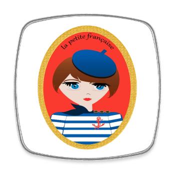 La Petite Française en Marinière - Magnet carré - blanc - Devant