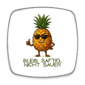 Ananas mit Stil: Bleib saftig - Viereckiger Kühlschrankmagnet - Weiß - Vorne