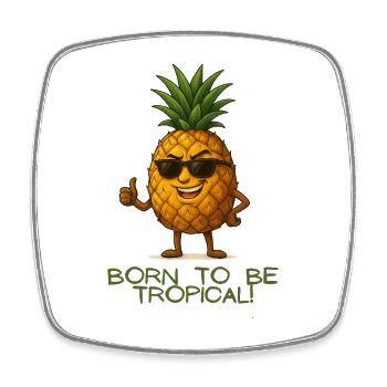 Tropische Ananas mit Stil - Viereckiger Kühlschrankmagnet - Weiß - Vorne