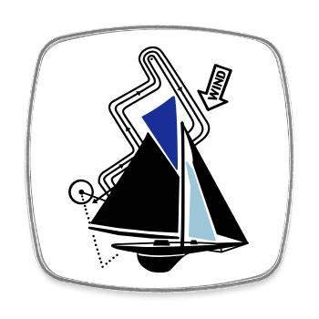 Parcours classique de régate de voilier Voilier Yacht - Magnet carré - blanc - Devant