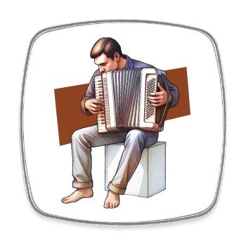 ACCORDIONIST #1 - sound & vision - Square fridge magnet - white - Front
