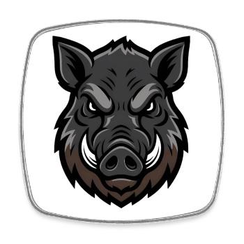Wildschwein Kopf Maskottchen Aggressiv - Viereckiger Kühlschrankmagnet - Weiß - Vorne