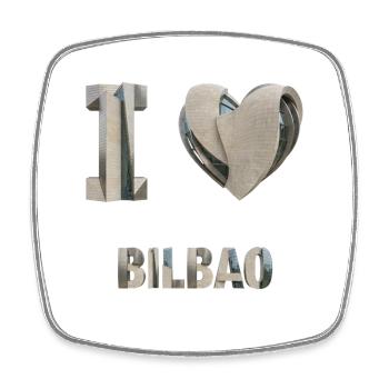J’adore Bilbao – Design architectural moderne - Magnet carré - blanc - Devant