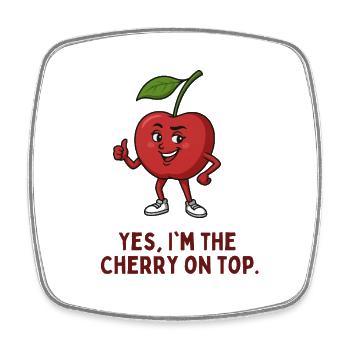 Cherry On Top Cartoon - Square fridge magnet - white - Front