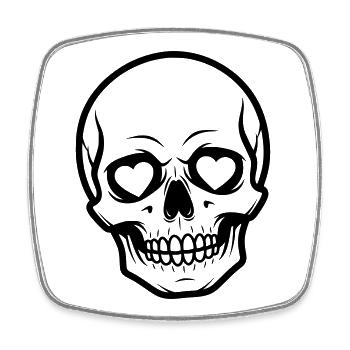 Skull Heart Line Art Illustration Design - Square fridge magnet - white - Front