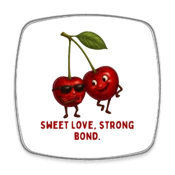 Amour aux cerises : Lien fort - Magnet carré - blanc - Devant
