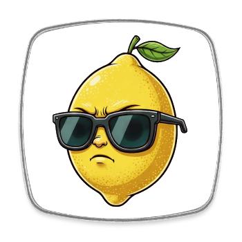 Citron drôle avec lunettes de soleil Cartoon Cool - Magnet carré - blanc - Devant