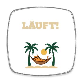 Running – Cat in Vacation Mode - Square fridge magnet - white - Front