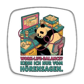 Panda in the home office hearsay - Square fridge magnet - white - Front