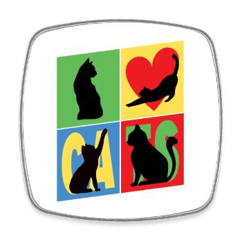 Katze Kater Kitten Herz Silhouette Vintage Retro - Viereckiger Kühlschrankmagnet - Weiß - Vorne