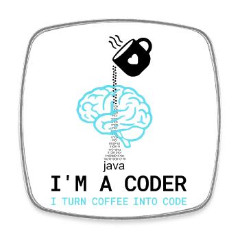 Coder T-Shirt: Coffee into Code – Nerdy Programmie - Viereckiger Kühlschrankmagnet - Weiß - Vorne
