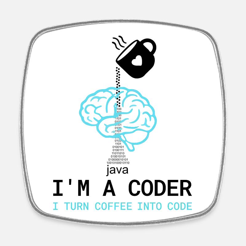 Coder T-Shirt: Coffee into Code – Nerdy Programmie - Viereckiger Kühlschrankmagnet - Weiß