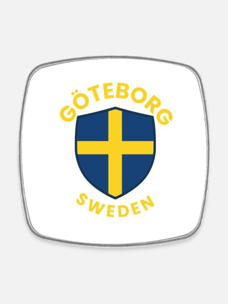 Göteborger Schildemblem – Blau-Gelbes Emblem - Viereckiger Kühlschrankmagnet - Weiß