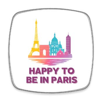 Pastel Paris Skyline - Viereckiger Kühlschrankmagnet - Weiß - Vorne