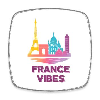 France Vibes Skyline Color Palette - Square fridge magnet - white - Front