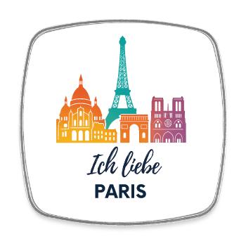 J’adore Paris – design de skyline coloré - Magnet carré - blanc - Devant