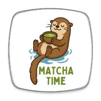 Matcha Otter Zeit - Viereckiger Kühlschrankmagnet - Weiß - Vorne