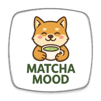 Shiba Matcha Mood - Viereckiger Kühlschrankmagnet - Weiß - Vorne
