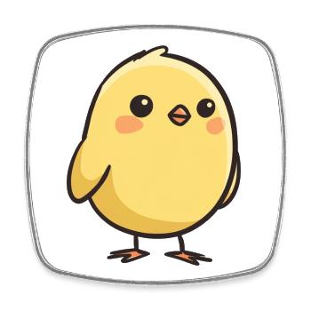 Cute Yellow Chick – Drawing for Kids - Square fridge magnet - white - Front