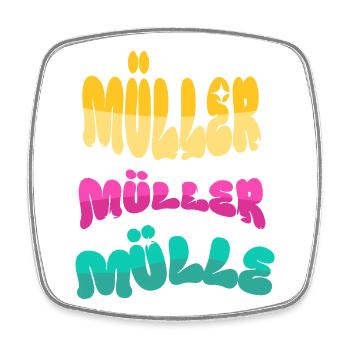 Nom de famille Müller - Magnet carré - blanc - Devant
