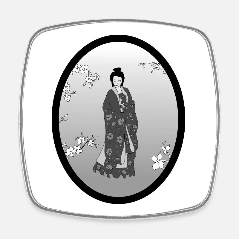 chine_fleurs_transparentes - Viereckiger Kühlschrankmagnet - Weiß