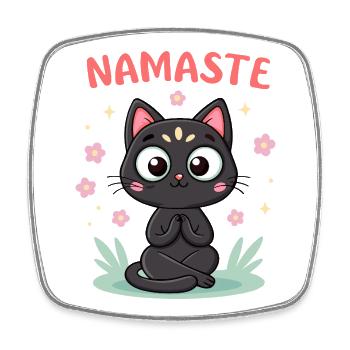 Namaste Chat Zen - Magnet carré - blanc - Devant