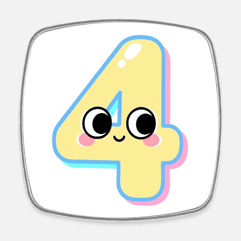 Four Kawaii Smiling - Square fridge magnet - white
