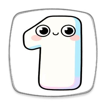 Nummer Eins Kawaii-Pastel - Viereckiger Kühlschrankmagnet - Weiß - Vorne