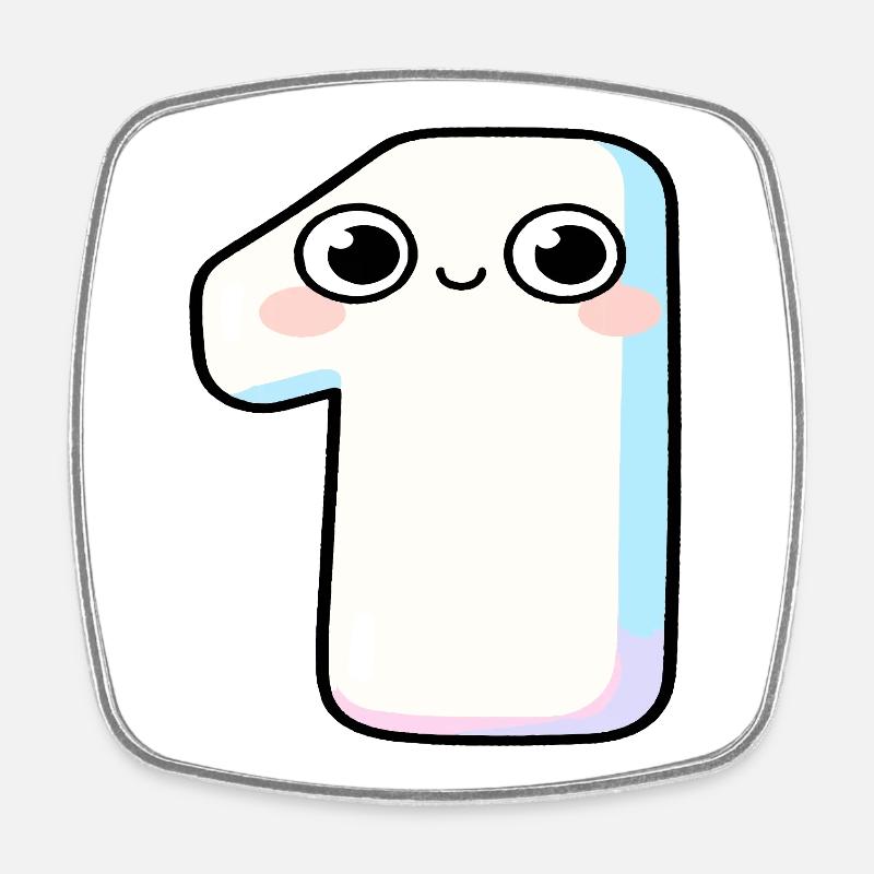 Pastel Kawaii numéro un - Magnet carré - blanc