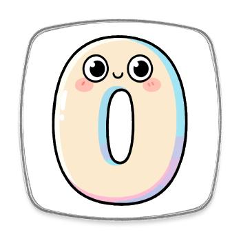 Zero Kawaii lächelt - Viereckiger Kühlschrankmagnet - Weiß - Vorne