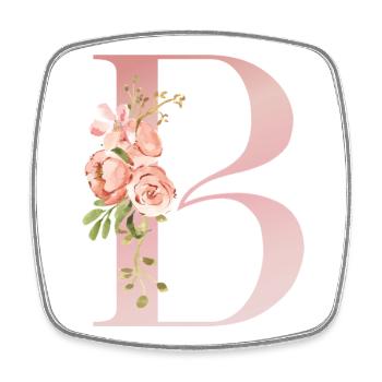 B Pastel Floral - Square fridge magnet - white - Front
