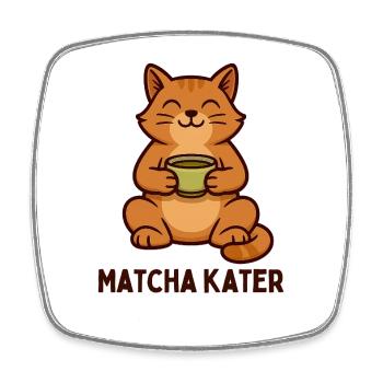 Matcha Kater Teezeit Grafik - Viereckiger Kühlschrankmagnet - Weiß - Vorne