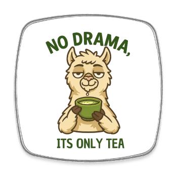 No Drama Alpaca Tea Time - Square fridge magnet - white - Front