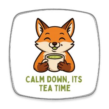 Heure du Fox Tea : Plaisir Tranquille - Magnet carré - blanc - Devant