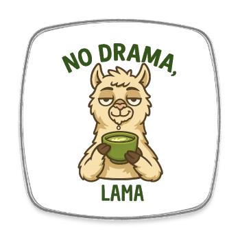 No drama llama with tea - Square fridge magnet - white - Front