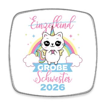 Einzelkind Große Schwester 2026 Schwangerschaft - Viereckiger Kühlschrankmagnet - Weiß - Vorne