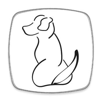 Hund Dog Umriss Linie Outline Minimal Silhouette - Viereckiger Kühlschrankmagnet - Weiß - Vorne