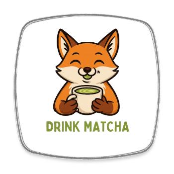Fox enjoys matcha - Square fridge magnet - white - Front