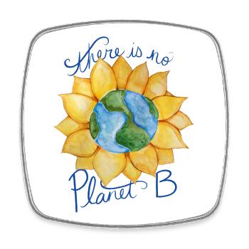 Earth Sunflower Eco Botschaft - Viereckiger Kühlschrankmagnet - Weiß - Vorne