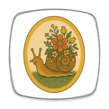 Blumenschnecke im ovalen Vintage-Rahmen - Viereckiger Kühlschrankmagnet - Weiß - Vorne