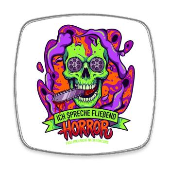 Neon Skull Horror with Tentacles - Square fridge magnet - white - Front