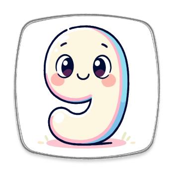 Numéro 9 Pastel souriant - Magnet carré - blanc - Devant
